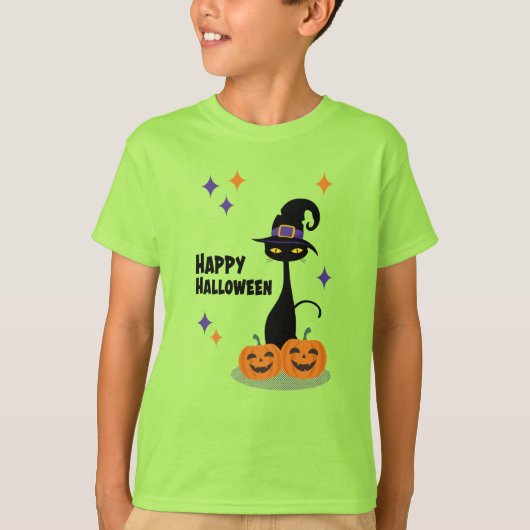Atomic Halloween Cat Mitte des Jahrhunderts T-Shirt (Vorderseite)