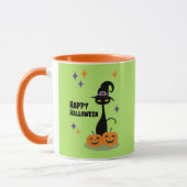 Atomic Halloween Cat Mitte des Jahrhunderts Tasse (Links)