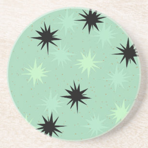 Atomic Jade & Mint Starbursts Sandstein-Getränkeun Getränkeuntersetzer
