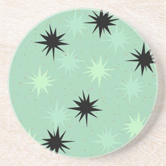 Atomic Jade & Mint Sternexplosionen Sandstone Unte Getränkeuntersetzer (Vorne)