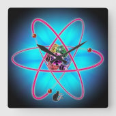 Atomic Jewels Quadratische Wanduhr (Vorderseite)