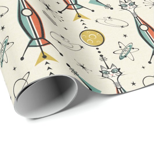 Atomic Kitty Rockets ©studioxtin Geschenkpapier (Rolleneckpunkt)