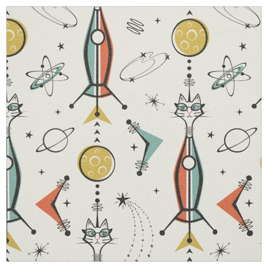 Atomic Kitty Rockets ©studioxtin Stoff (Muster)