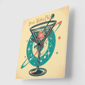 Atomic Martini Club Quadratische Wanduhr (Winkel)
