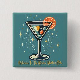 Atomic Martini Club Retro Futuristic Cocktail Button