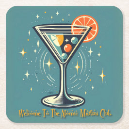 Atomic Martini Club Retro Futuristic Cocktail Rechteckiger Pappuntersetzer