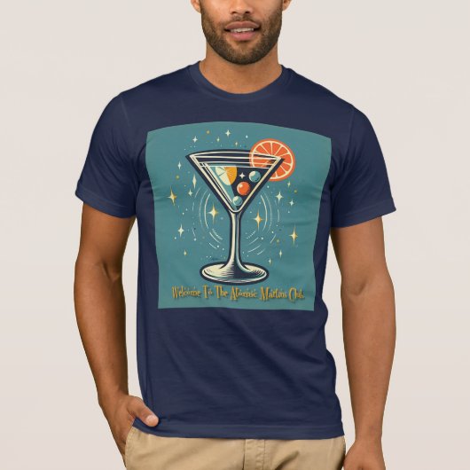 Atomic Martini Club Retro Futuristic Cocktail T-Shirt (Vorderseite)