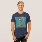 Atomic Martini Club Retro Futuristic Cocktail Tri-Blend Shirt (Vorderseite voll)