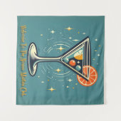 Atomic Martini Club Retro Futuristic Cocktail Wandteppich (Vorderseite (Horizontal))