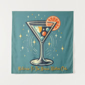 Atomic Martini Club Retro Futuristic Cocktail Wandteppich (Vorderseite)