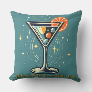 Atomic Martini Club Retro Futuristischer Cocktail Kissen