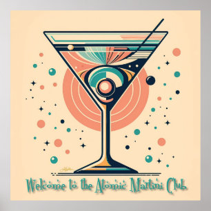 Atomic Martini Club Retro Futuristisches Weltraumz Poster