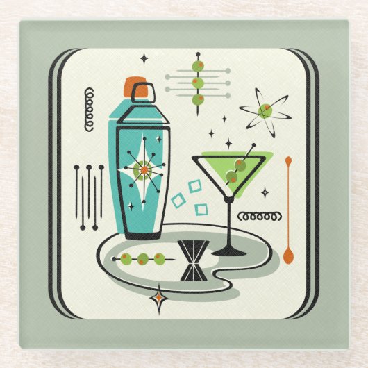 Atomic Martini ©studioxtine Glasuntersetzer (Vorderseite)