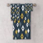 Atomic MCM Diamonds Pattern Navy, Senf Yellow Badhandtuch Set