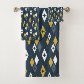 Atomic MCM Diamonds Pattern Navy, Senf Yellow Badhandtuch Set (Insitu)