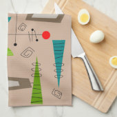 Atomic Mid-Century Inspiriert Abstrakt #30 Handtuch (Viertel Falte)