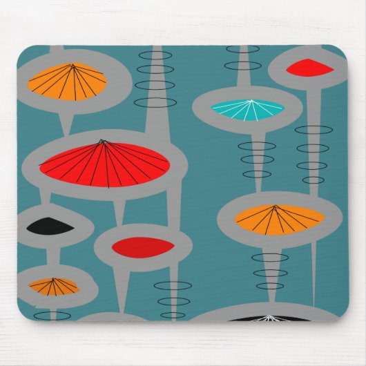 Atomic Mid Century Inspiriert Abstrakt Mousepad (Vorne)