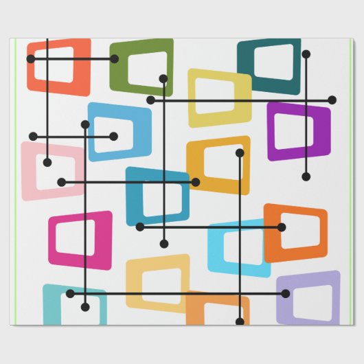 Atomic Mid Century Modern Geschenkpapier (Flach)