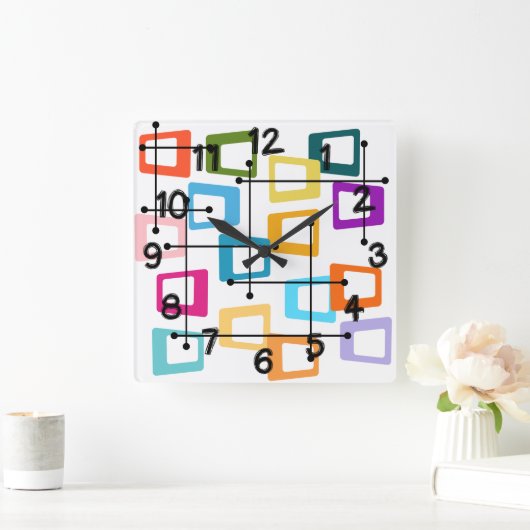 Atomic Mid Century Modern Quadratische Wanduhr (Zuhause)