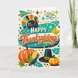 Atomic Mid Century Thanksgiving Turkey Pumpkin Karte