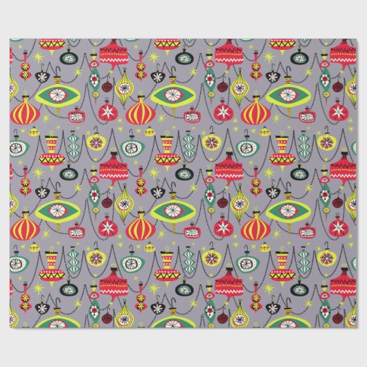 Atomic Mitte des 1950er Jahre Moderne Weihnachten Geschenkpapier (Flach)