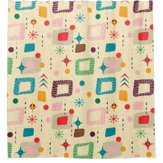 Atomic-Muster der 50er Jahre Duschvorhang (Vorderseite)