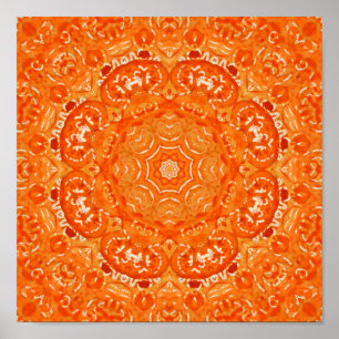Atomic Orange Watercolor Mandala Poster