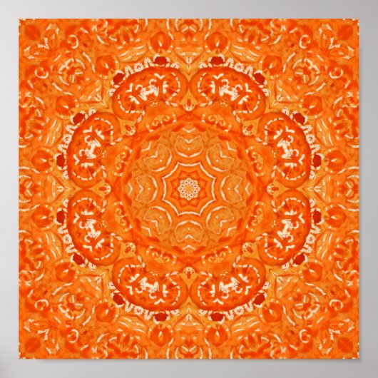 Atomic Orange Watercolor Mandala Poster (Vorne)