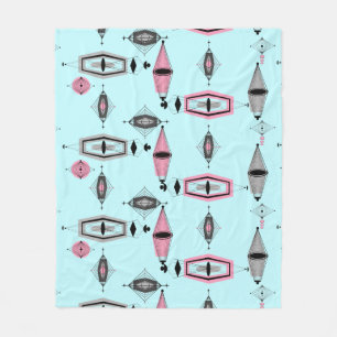 Atomic Pink & Grey Pattern Fleece Blanket