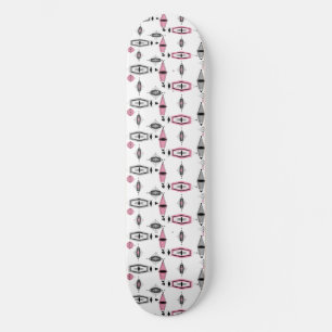 Atomic Pink & Grey Pattern Skateboard