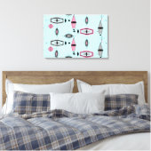 Atomic Pink & Grey Pattern Wrapped Canvas Leinwanddruck (Insitu (Schlafzimmer))