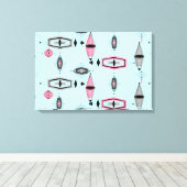 Atomic Pink & Grey Pattern Wrapped Canvas Leinwanddruck (Insitu (Holzboden))
