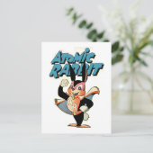 Atomic Rabbit lustige Cartoon-Kunst Superheld Postkarte (Stehend Vorderseite)