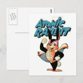 Atomic Rabbit lustige Cartoon-Kunst Superheld Postkarte (Vorne/Hinten)