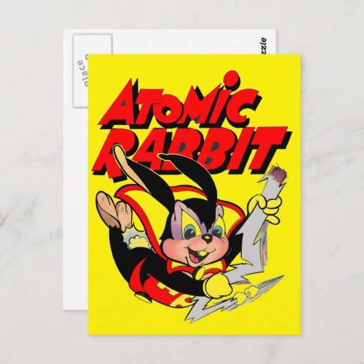 Atomic-Rabbit-Superheld Postkarte (Vorne/Hinten)