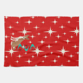 Atomic Retro Basenji Hund rote Sternenexplosion Mi Geschirrtuch (Horizontal)