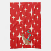 Atomic Retro Basenji Hund rote Sternenexplosion Mi Geschirrtuch (Vertikal)