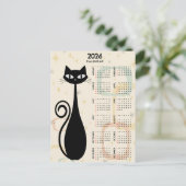 Atomic Retro Black Cat Mid Century 2026 Kalender Postkarte (Stehend Vorderseite)