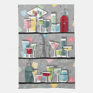 Atomic Retro Cocktails 2027 Kalender Geschirrtuch