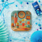 Atomic Retro Futuristic Martini Breakfast Bar Pappteller (Party)