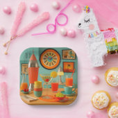 Atomic Retro Futuristic Martini Breakfast Bar Pappteller (Party)