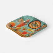 Atomic Retro Futuristic Martini Breakfast Bar Pappteller (Gewinkelt)