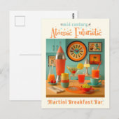 Atomic Retro Futuristic Martini Breakfast Bar Postkarte (Vorne/Hinten)