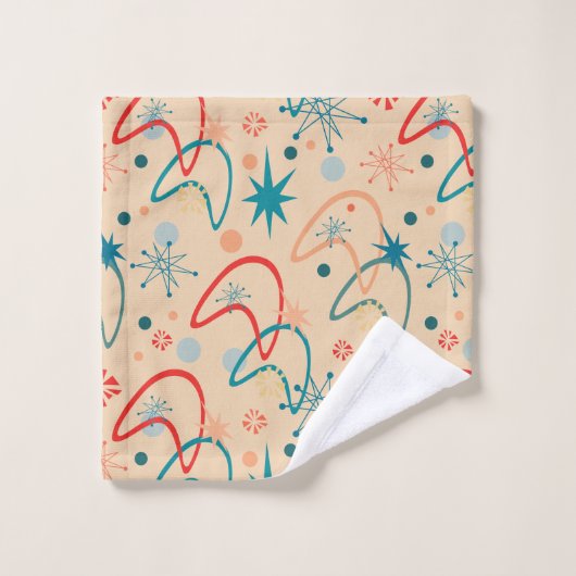 Atomic Retro-Muster der 50er Jahre Badhandtuch Set (Waschlappen)