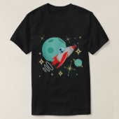 Atomic Rocket Cat Funny MidCentury Cat Futuristic T-Shirt (Design vorne)