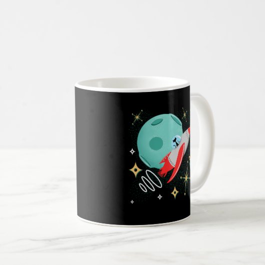 Atomic Rocket Cat Mitte des Jahrhunderts Cat Futur Kaffeetasse (VorderseiteRechts)