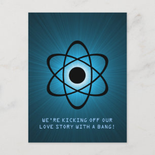 Atomic Save the Date Postcard, blau Ankündigungspostkarte