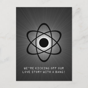 Atomic Save the Date Postcard, grau Ankündigungspostkarte