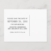 Atomic Save the Date Postcard, grau Ankündigungspostkarte (Rückseite)