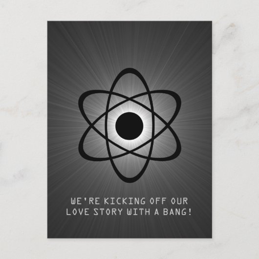 Atomic Save the Date Postcard, grau Ankündigungspostkarte (Vorderseite)